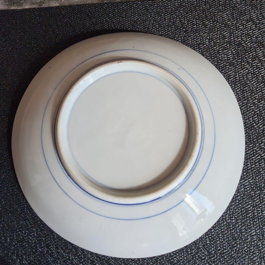 -142/x5　麒麟　赤絵　印判　波千鳥　七寸皿　４客