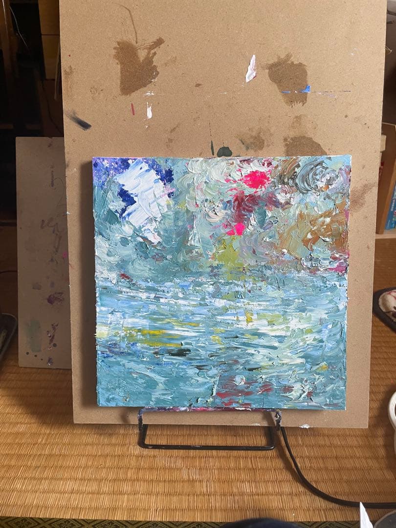 月の涙と雲　【658】 オリジナル 手描きイラスト 油絵　絵画　直筆原画 一点物