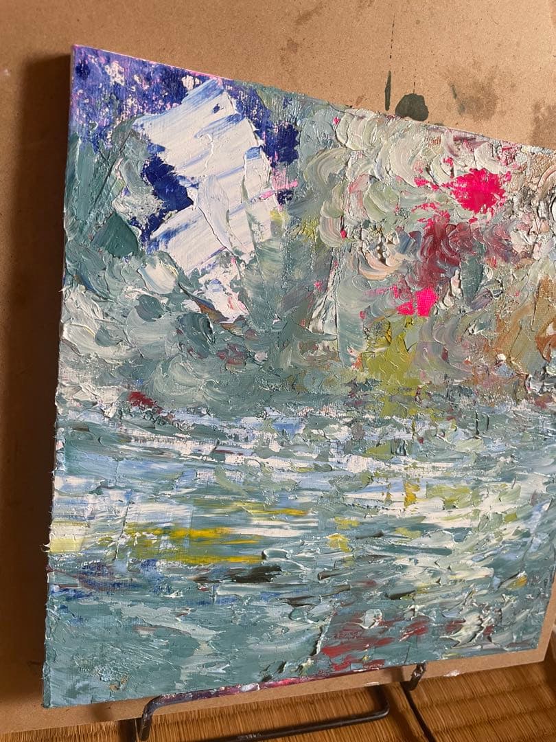 月の涙と雲　【658】 オリジナル 手描きイラスト 油絵　絵画　直筆原画 一点物