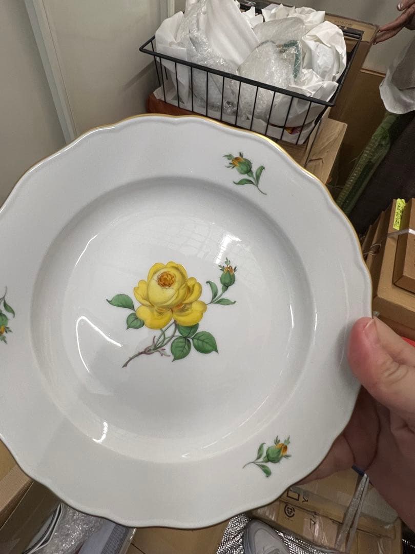 マイセン　ピンクローズ、イエローローズ皿6枚セット