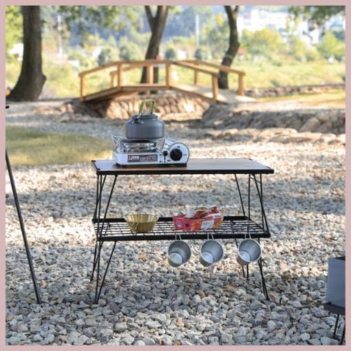 持ち運びに便利な収納袋付　フィールドラック アウトドアテーブル　折りたたみ