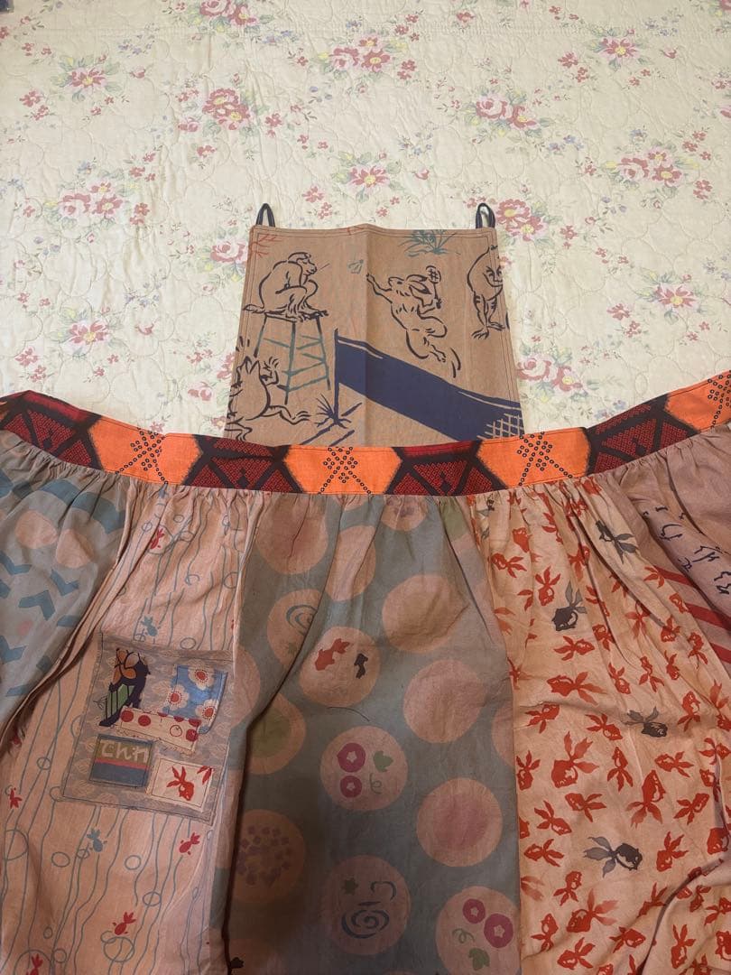 お花大好き　1106 胸当て付エプロン　金魚　手ぬぐい　リメイク　hand