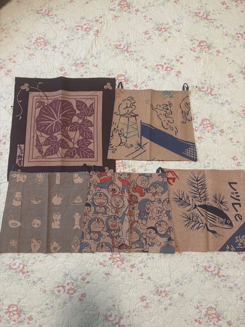 お花大好き　1106 胸当て付エプロン　金魚　手ぬぐい　リメイク　hand