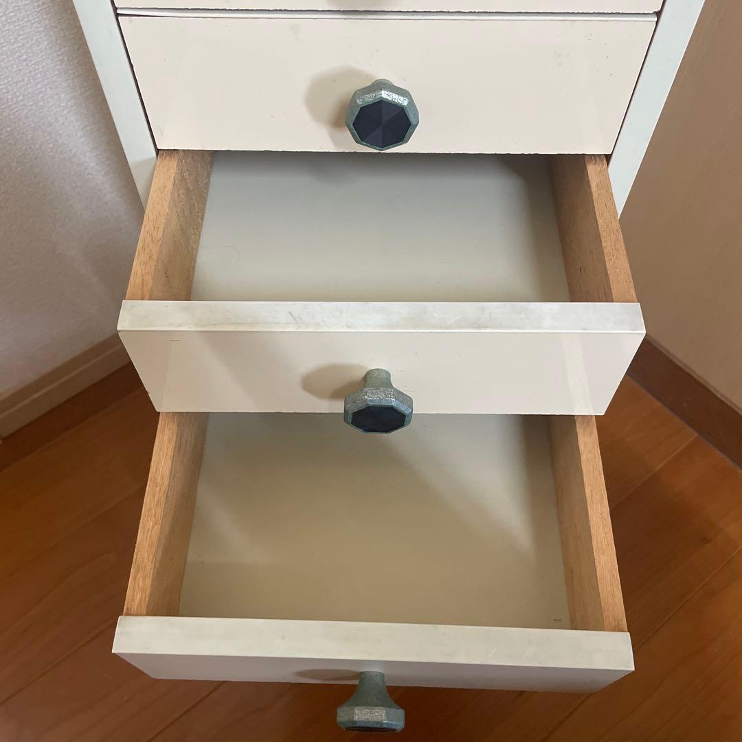 引き出し昭和レトロ　スリムチェスト 隙間収納　タンス 整理棚　10段　ホワイト