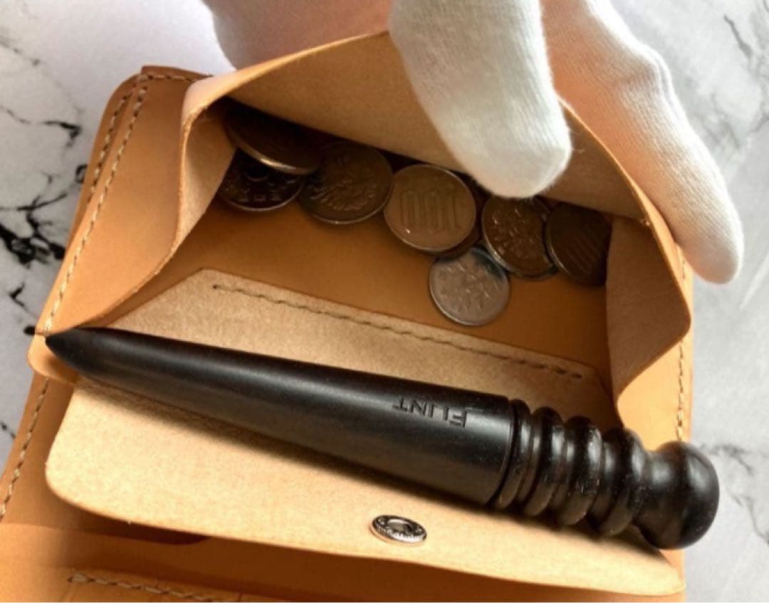 牛ヌメ革　本革　ミドルウォレット　二つ折り財布　レザークラフト　キャメル21