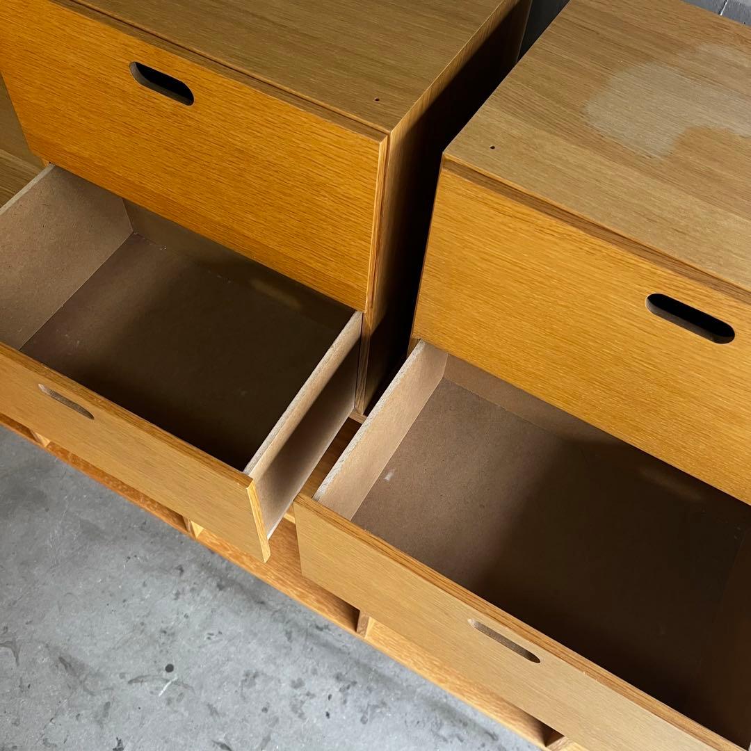 Hawk★無印スタッキングシェルフセット・５段×３列オーク材 チェスト他付