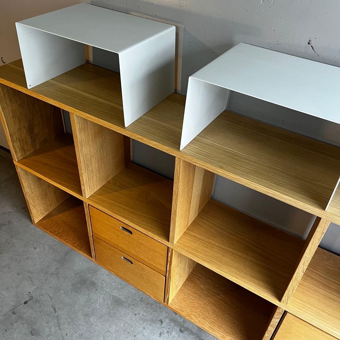 Hawk★無印スタッキングシェルフセット・５段×３列オーク材 チェスト他付