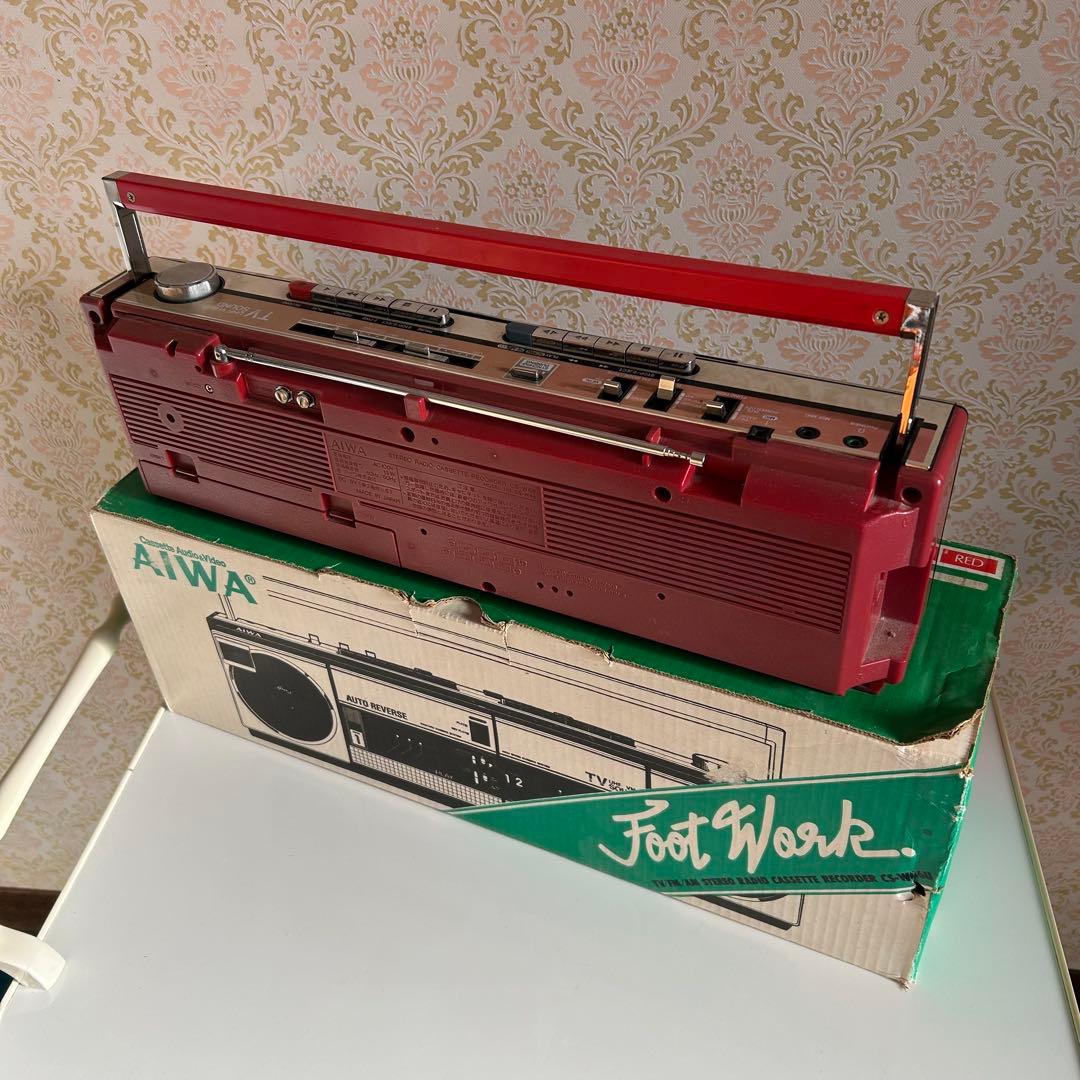 【元箱つき】ラジカセ AIWA アイワ 赤