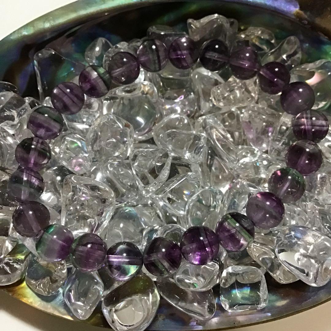 パイカラーパープルフローライト17cm 4A パワーストーンブレスレット