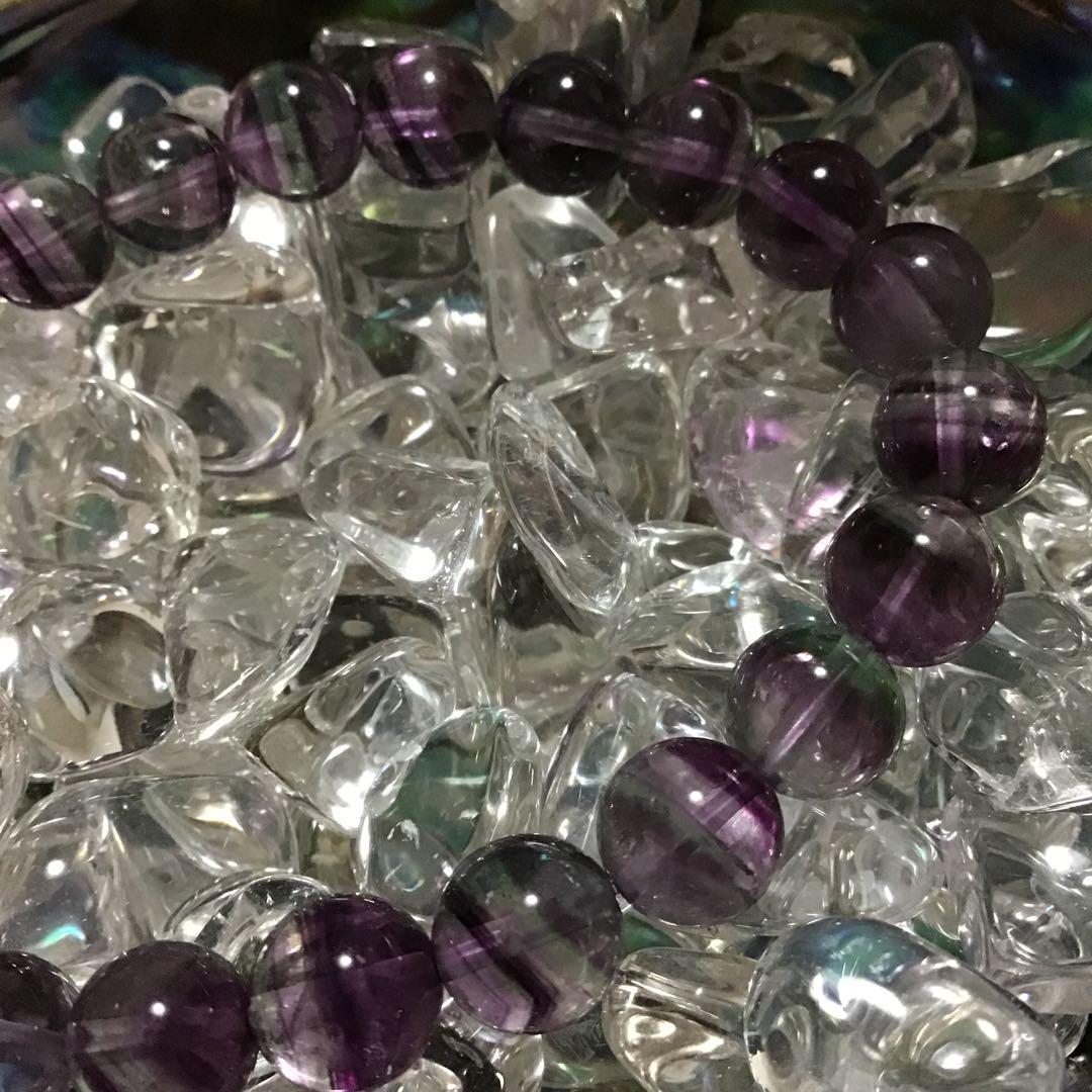 パイカラーパープルフローライト17cm 4A パワーストーンブレスレット