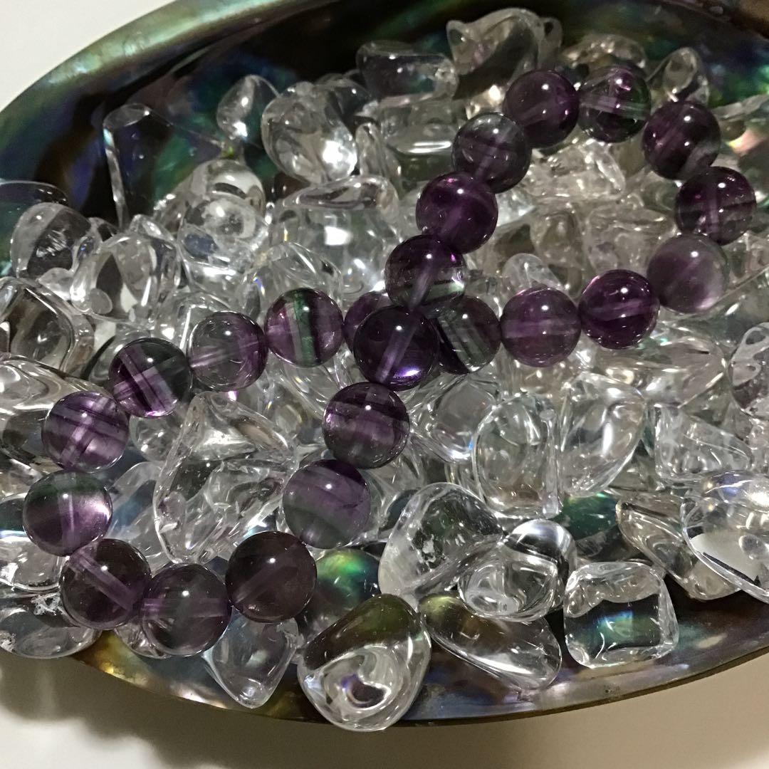 パイカラーパープルフローライト17cm 4A パワーストーンブレスレット