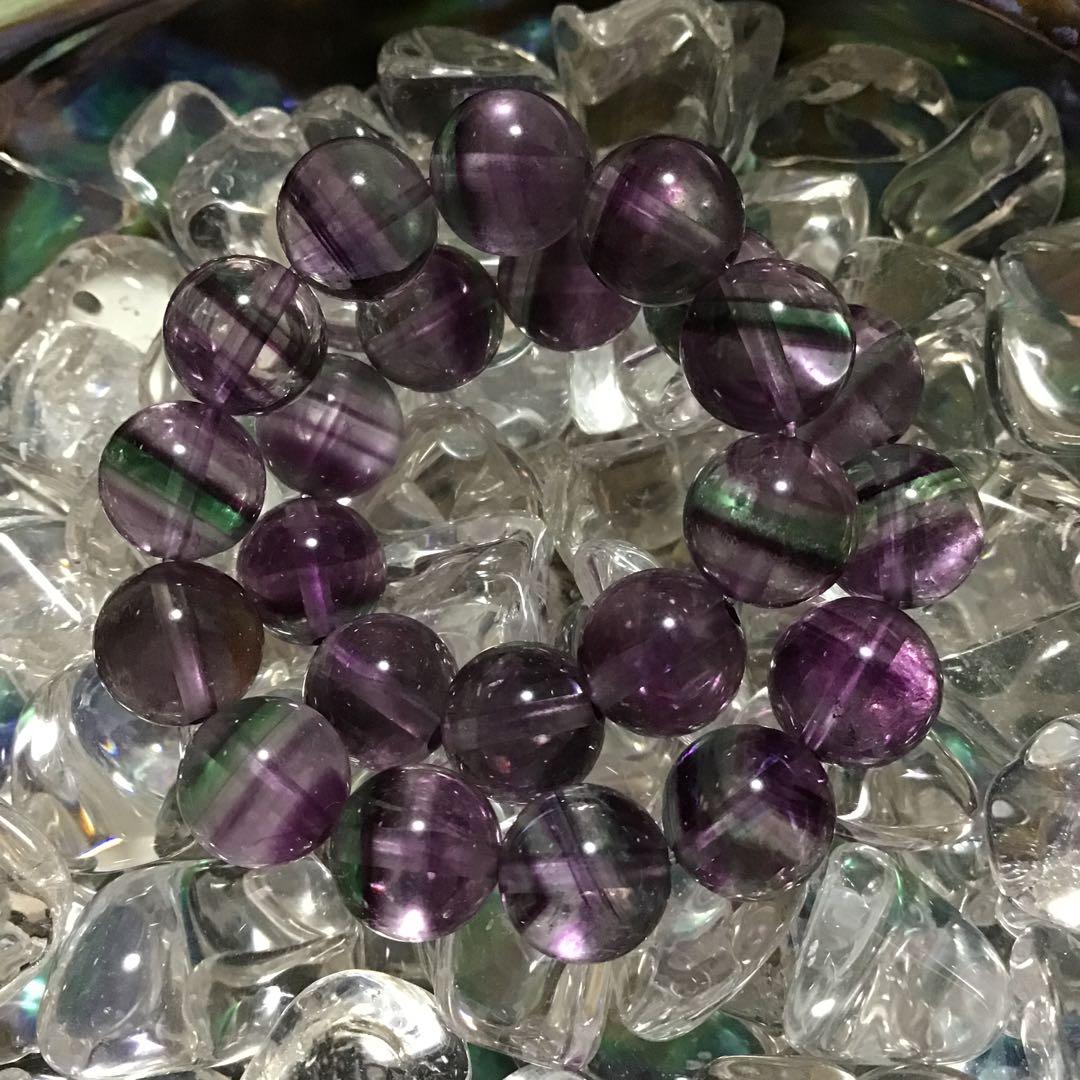 パイカラーパープルフローライト17cm 4A パワーストーンブレスレット