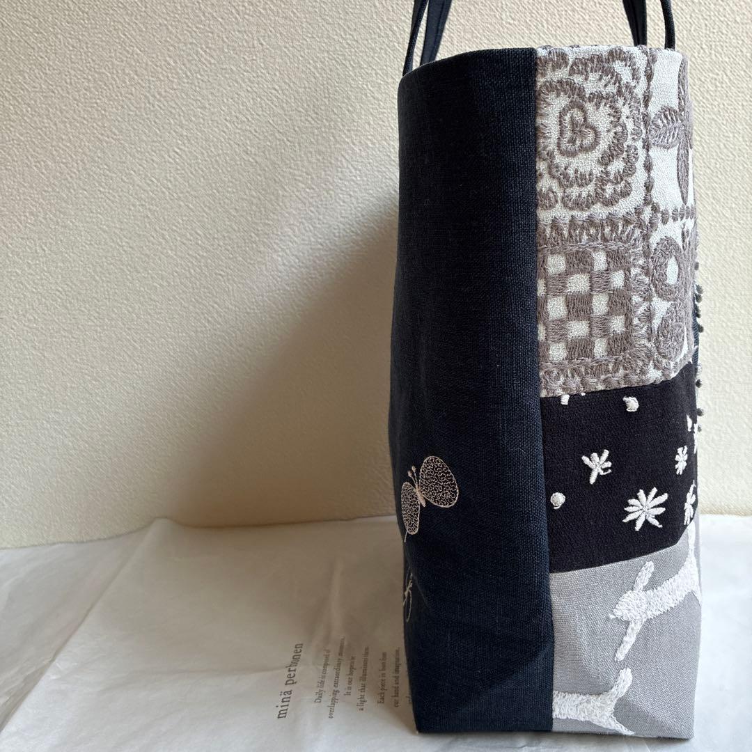 ミナペルホネン 生地使用　frost garden パッチワークトートバッグ