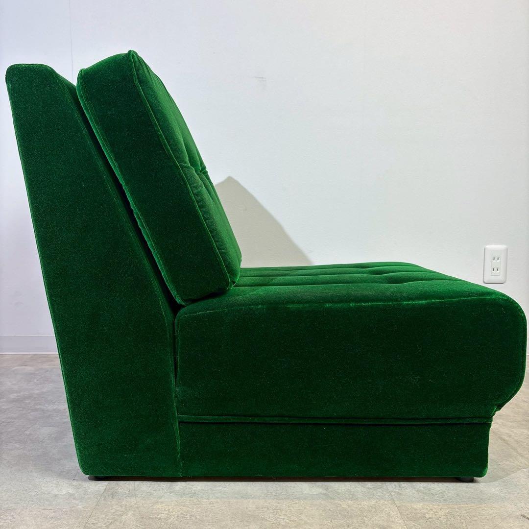 昭和レトロ グリーン ベロア　モケット 1人掛け ソファ