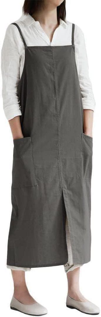 【まとめ買い】エプロン カフェ風 撥水加工 簡単着用 ロングタイプ ５枚セット