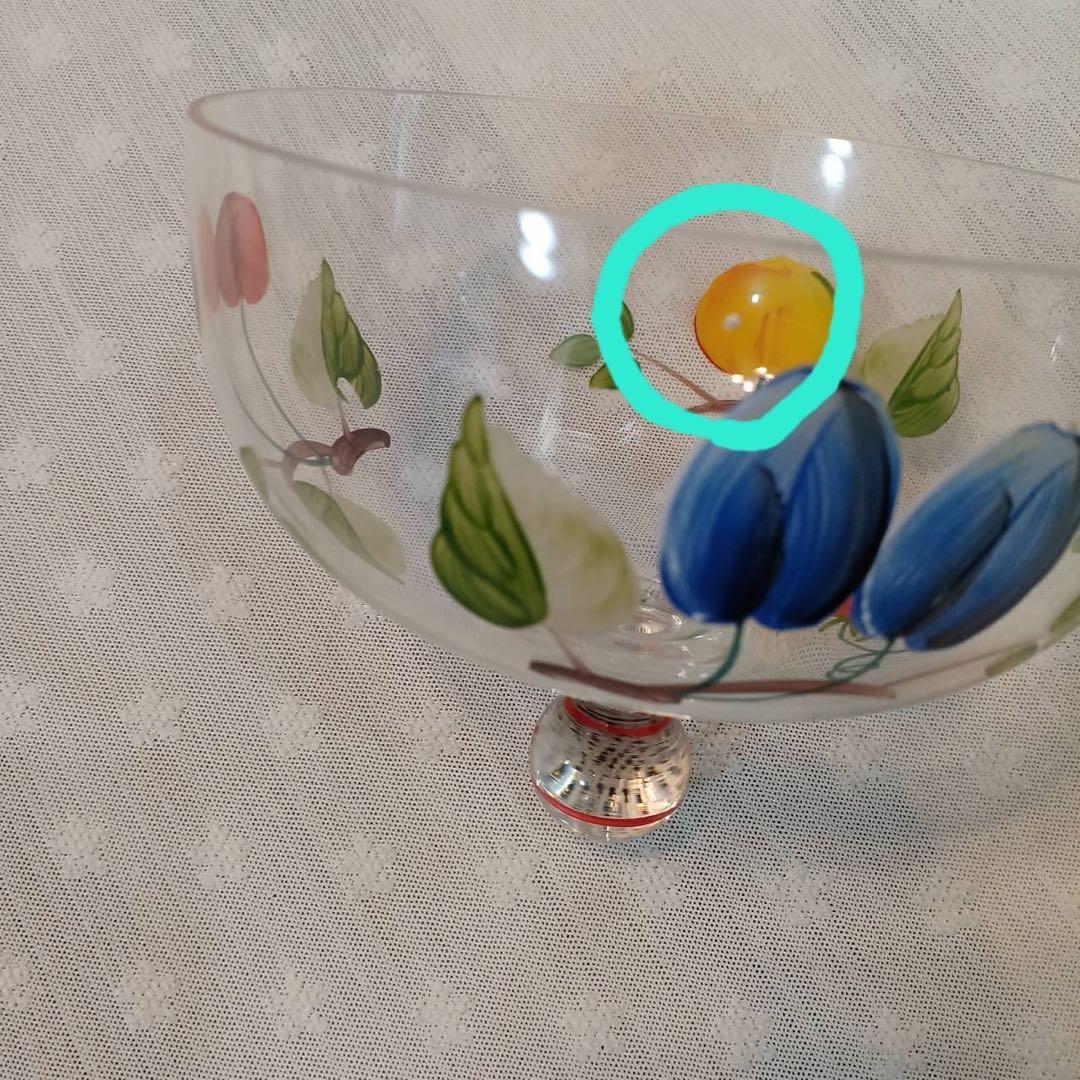 ケーキドーム　ガラス　果物柄　ヴィンテージ　アンティーク