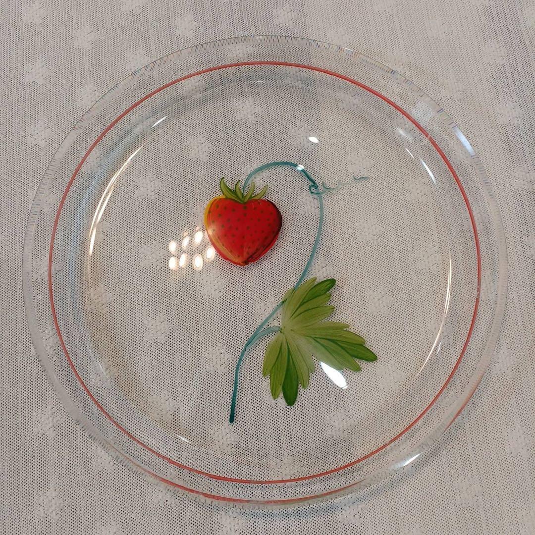 ケーキドーム　ガラス　果物柄　ヴィンテージ　アンティーク