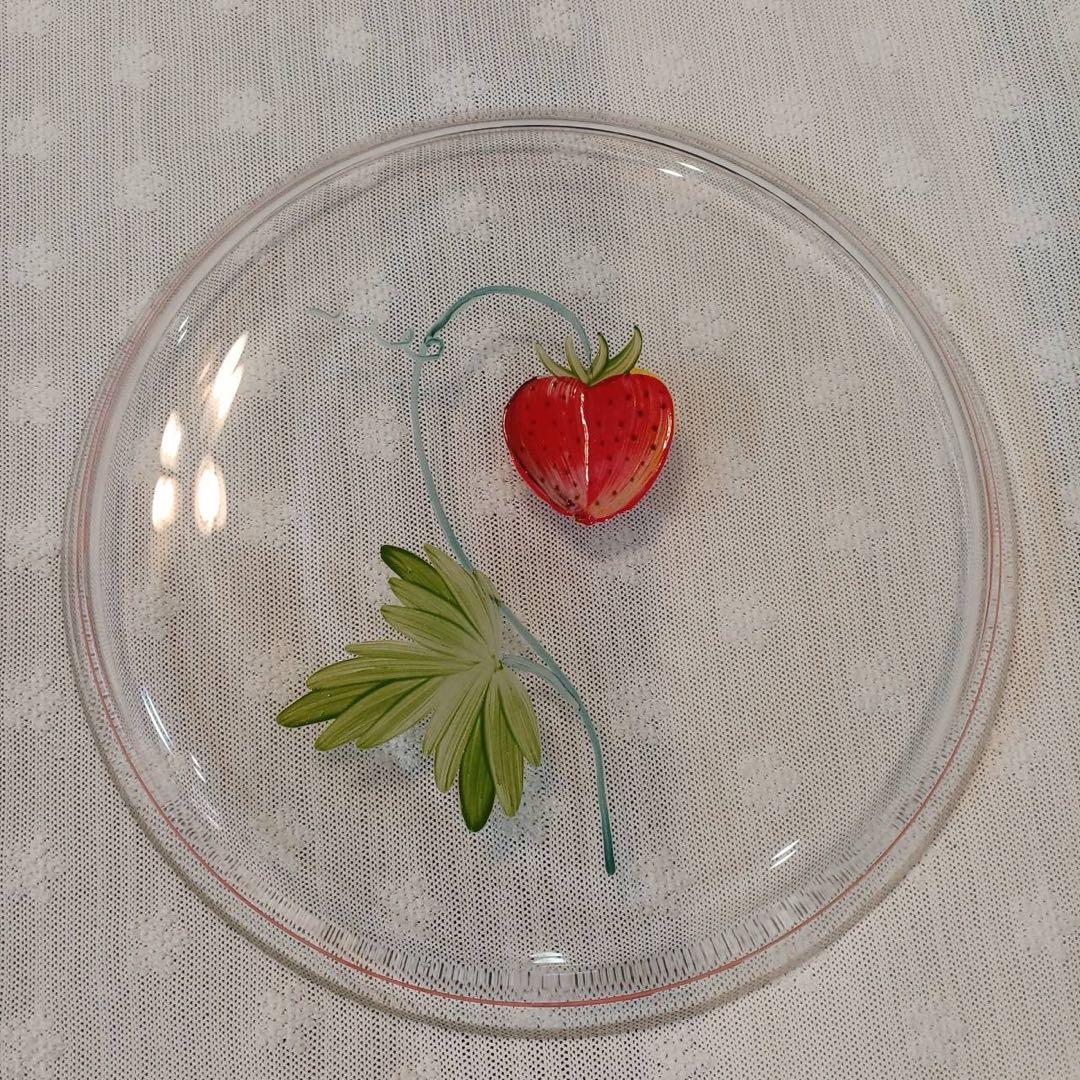 ケーキドーム　ガラス　果物柄　ヴィンテージ　アンティーク