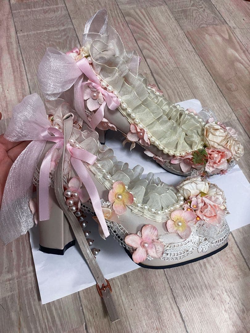 【超華麗】かわいい 花嫁ロリータ靴
