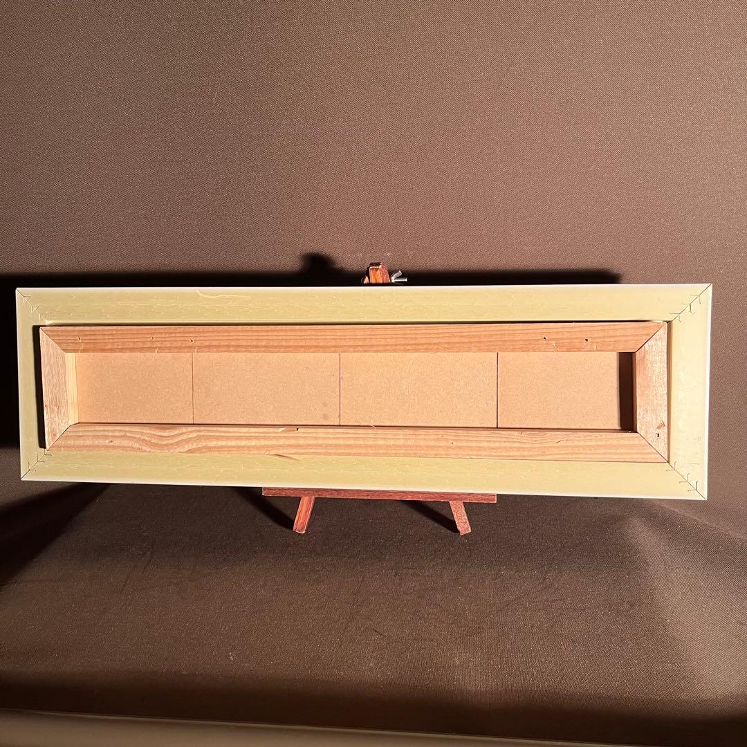 手書き油絵 ４枚組 荒海 額付 絵画 インテリア 油彩画