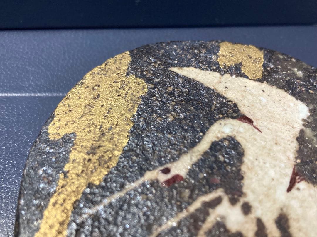 松鶴香合　焼き物　土平作