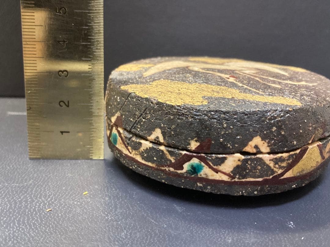 松鶴香合　焼き物　土平作