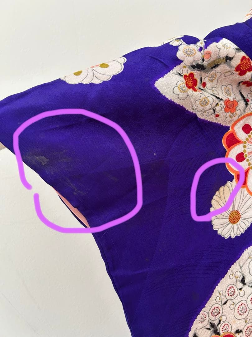 7歳　七五三　アンティーク正絹着物、アンティーク帯、帯揚げ、帯締め　しごきセット