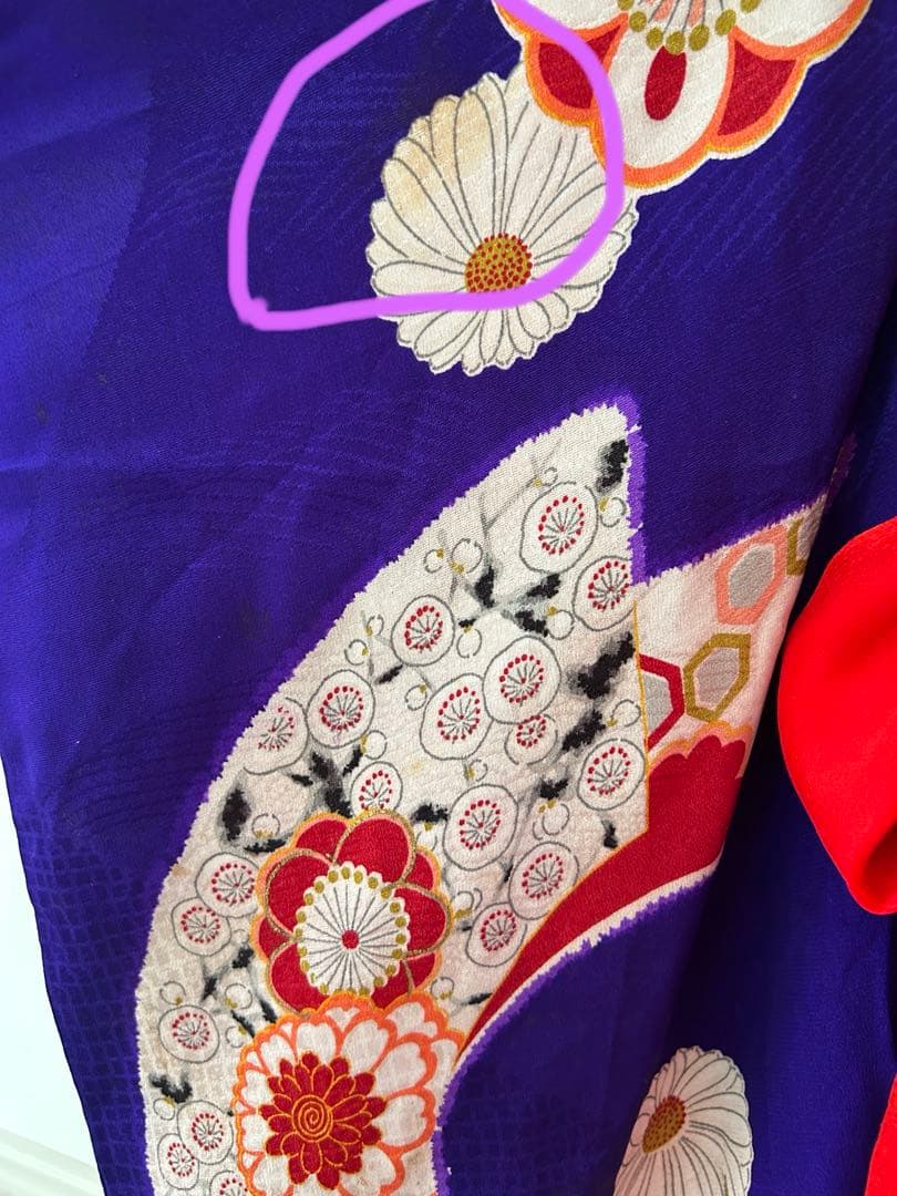 7歳　七五三　アンティーク正絹着物、アンティーク帯、帯揚げ、帯締め　しごきセット