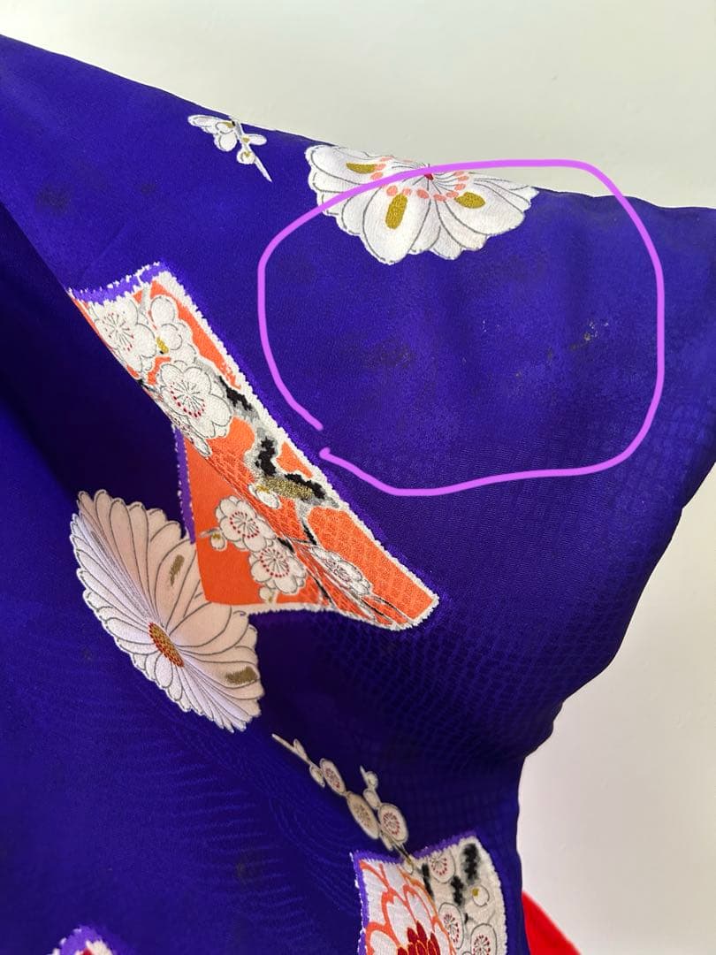 7歳　七五三　アンティーク正絹着物、アンティーク帯、帯揚げ、帯締め　しごきセット