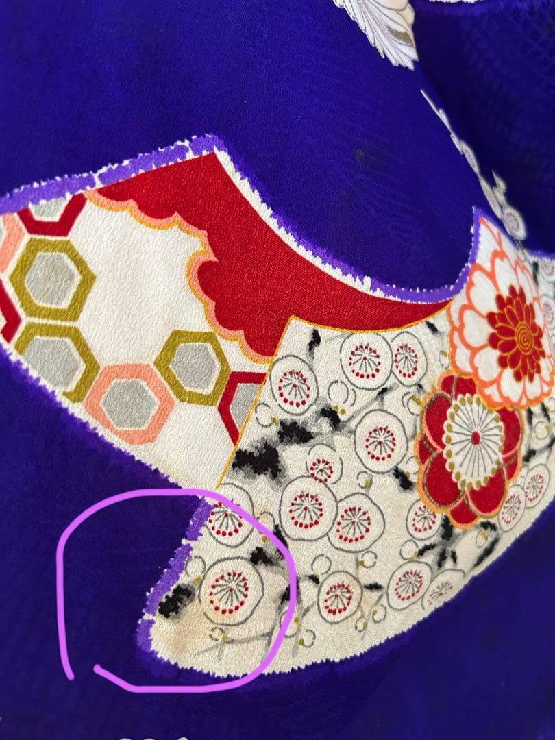 7歳　七五三　アンティーク正絹着物、アンティーク帯、帯揚げ、帯締め　しごきセット