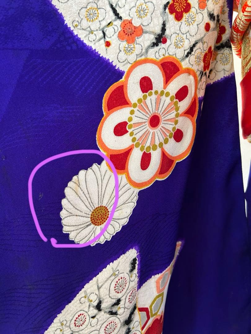 7歳　七五三　アンティーク正絹着物、アンティーク帯、帯揚げ、帯締め　しごきセット