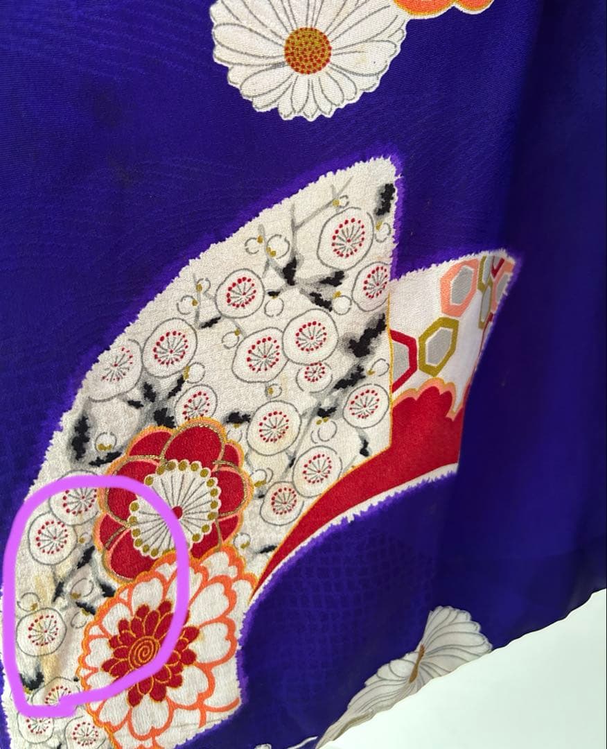 7歳　七五三　アンティーク正絹着物、アンティーク帯、帯揚げ、帯締め　しごきセット