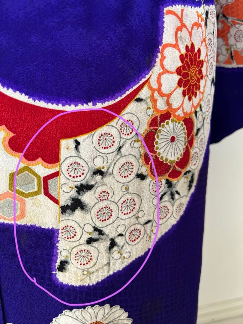 7歳　七五三　アンティーク正絹着物、アンティーク帯、帯揚げ、帯締め　しごきセット