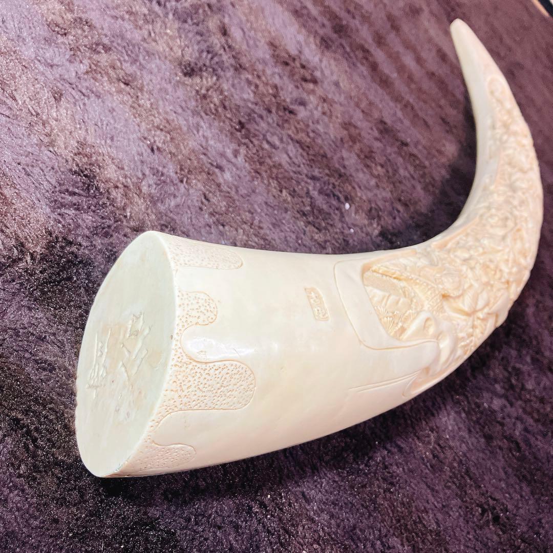 昭和レトロ】樹脂製 谷斎 七福神 彫刻 角オブジェ 象牙風 開運 縁起物