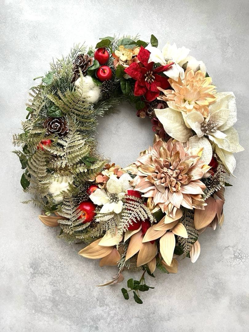 No.25_ 104優美に煌めくクリスマスリース/特大サイズ/冬/造花