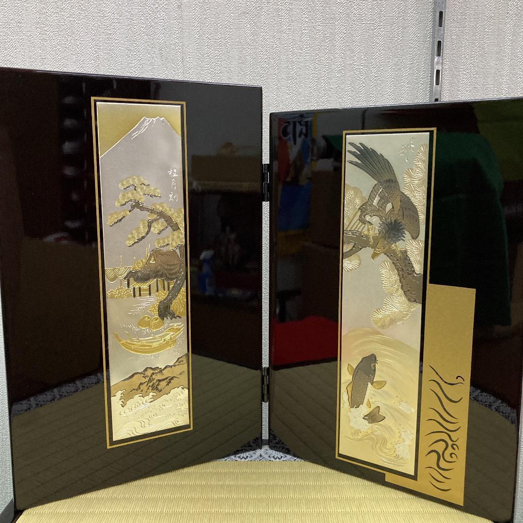 F11 訳あり特価！兜飾り台屏風　収納台　五月人形兜飾り　鎧兜台　端午の節句