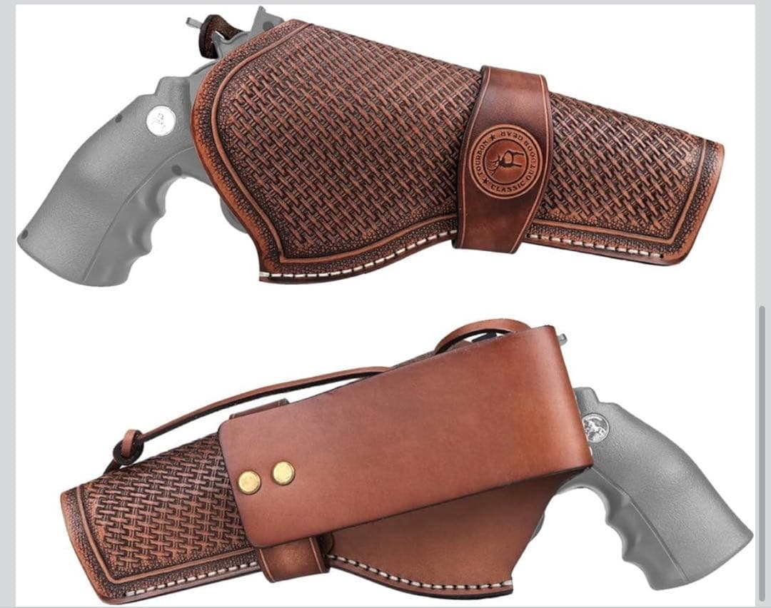 TOURBON 本革 ハンドガンホルスター 腰掛け サバゲー レザー 右用