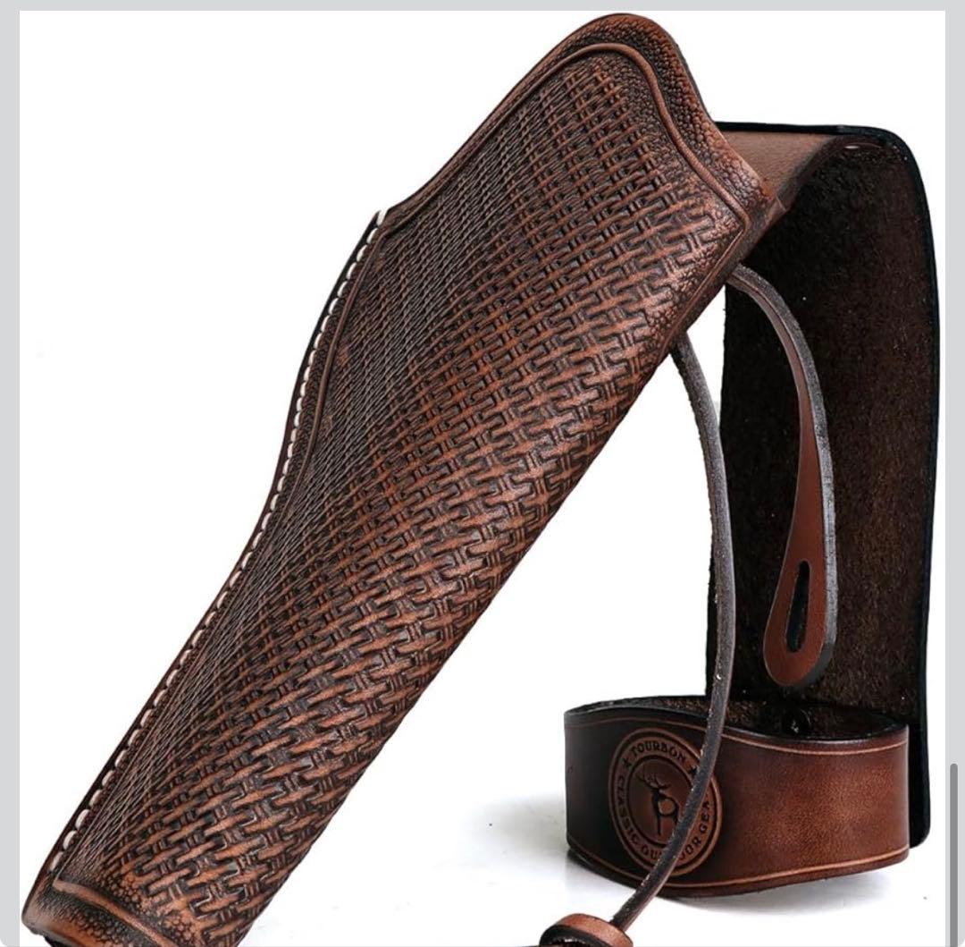 TOURBON 本革 ハンドガンホルスター 腰掛け サバゲー レザー 右用