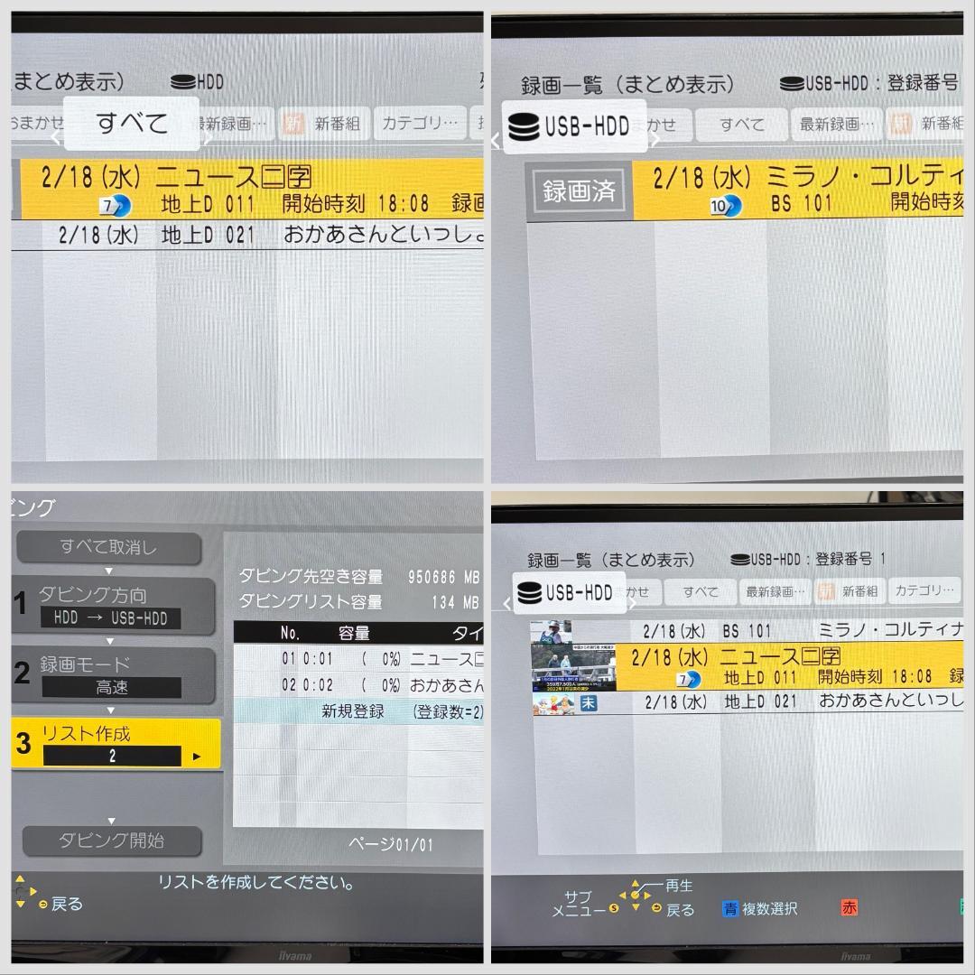 【完動・付属品フルセット】W録 パナ BDレコ 1TB DMR-BRW1000