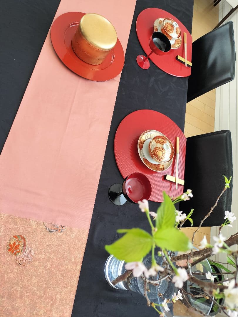 チーちゃん　A481★高級‼️お祝い‼️袋帯テーブルランナー2m20cm