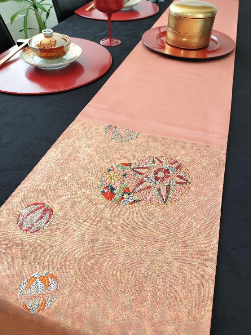 チーちゃん　A481★高級‼️お祝い‼️袋帯テーブルランナー2m20cm