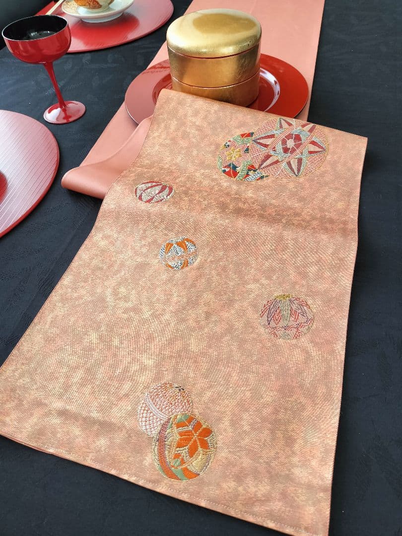 チーちゃん　A481★高級‼️お祝い‼️袋帯テーブルランナー2m20cm