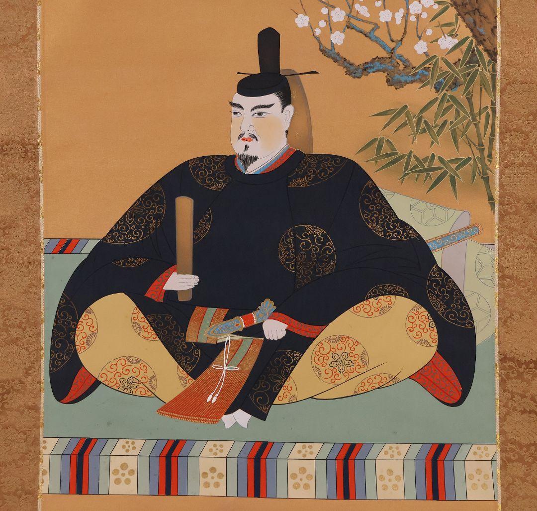 【真作】日本画 片山白樹 菅公 天神様 菅原道真公御像 絹本 掛け軸 CM287