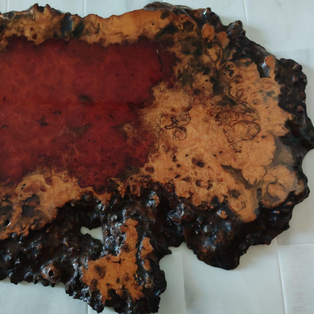 【特上】希少　オンコ　赤褐色　瘤 コブ 瘤杢 　天然木 花台　リバーシブル