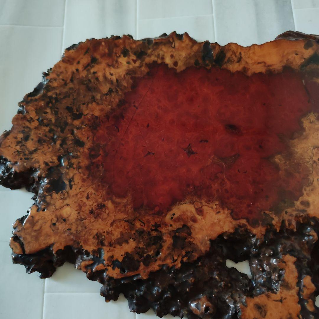 【特上】希少　オンコ　赤褐色　瘤 コブ 瘤杢 　天然木 花台　リバーシブル