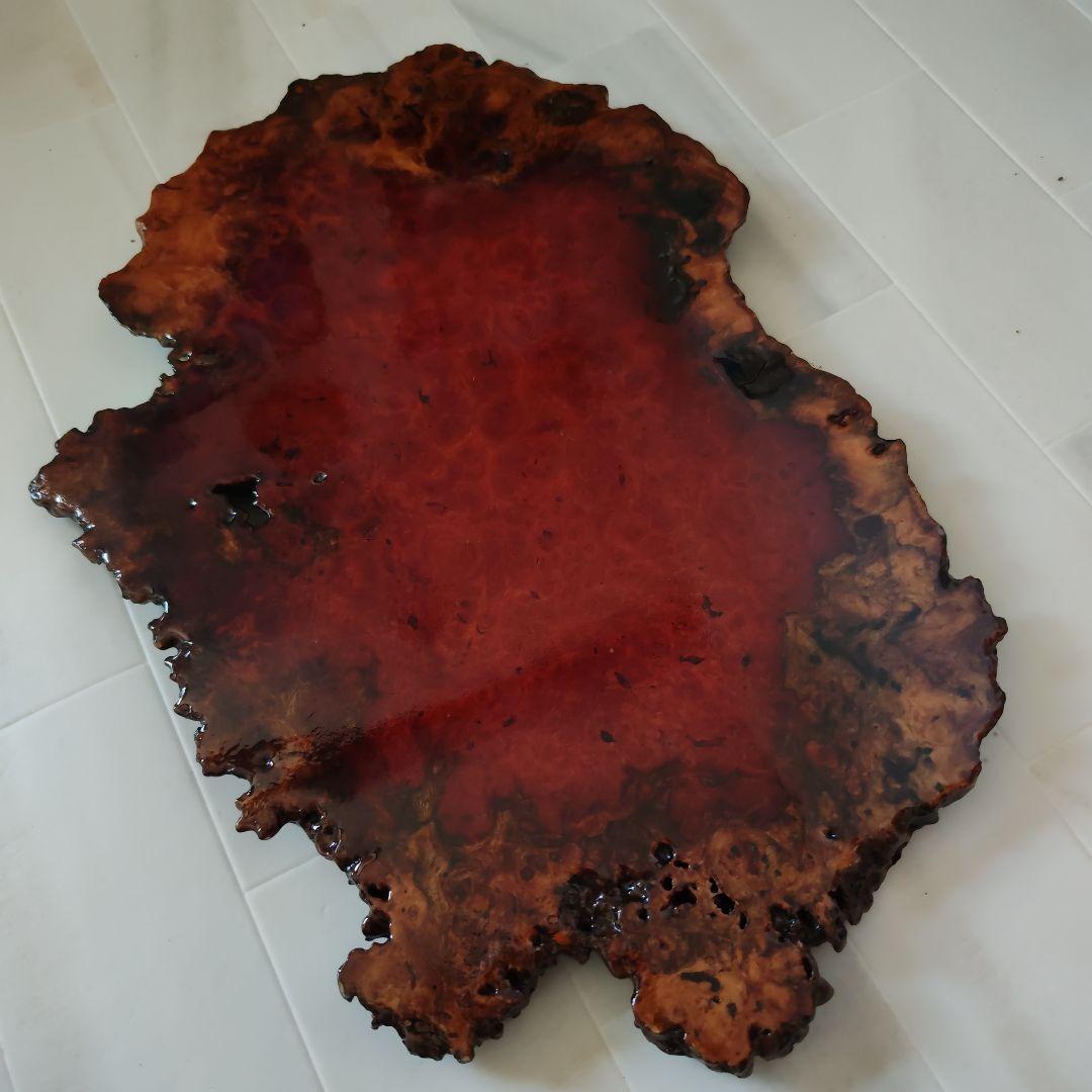 【特上】希少　オンコ　赤褐色　瘤 コブ 瘤杢 　天然木 花台　リバーシブル