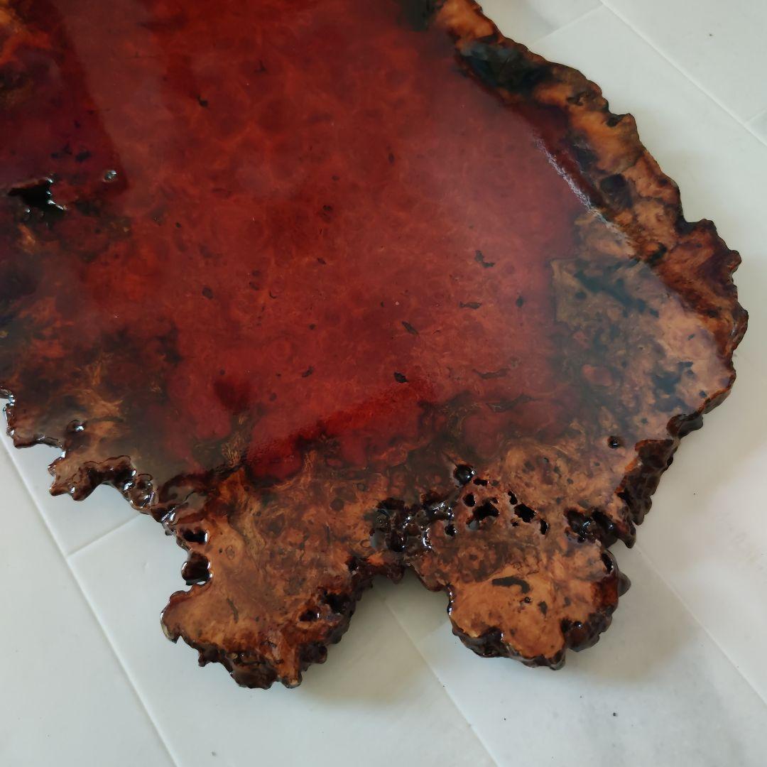 【特上】希少　オンコ　赤褐色　瘤 コブ 瘤杢 　天然木 花台　リバーシブル