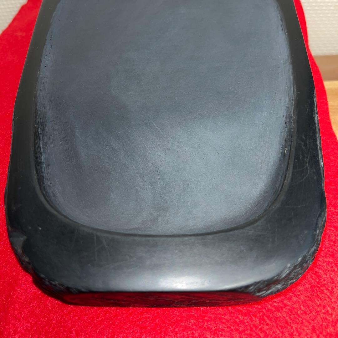 ⭕️雨端硯　自然硯　文明堂　四六寸大　雨端石紋綺麗　使い易さ大　サイン有り