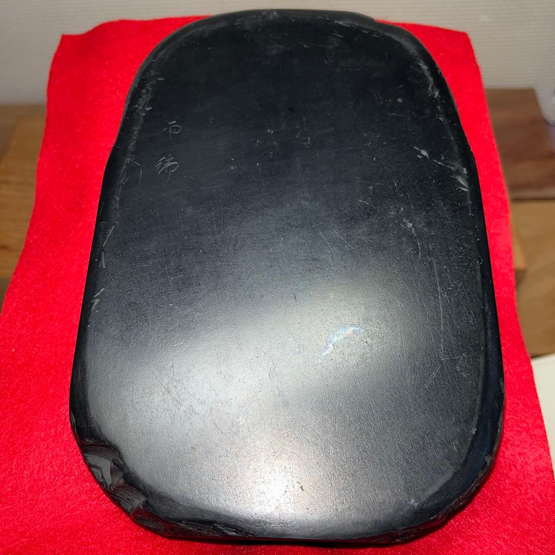 ⭕️雨端硯　自然硯　文明堂　四六寸大　雨端石紋綺麗　使い易さ大　サイン有り