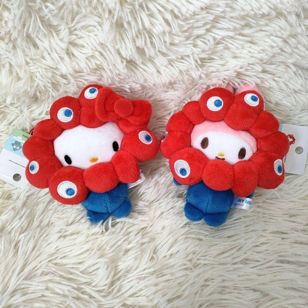 大阪関西万博　サンリオ　ミャクミャクなりきりぬいぐるみ　キティ　マイメロ